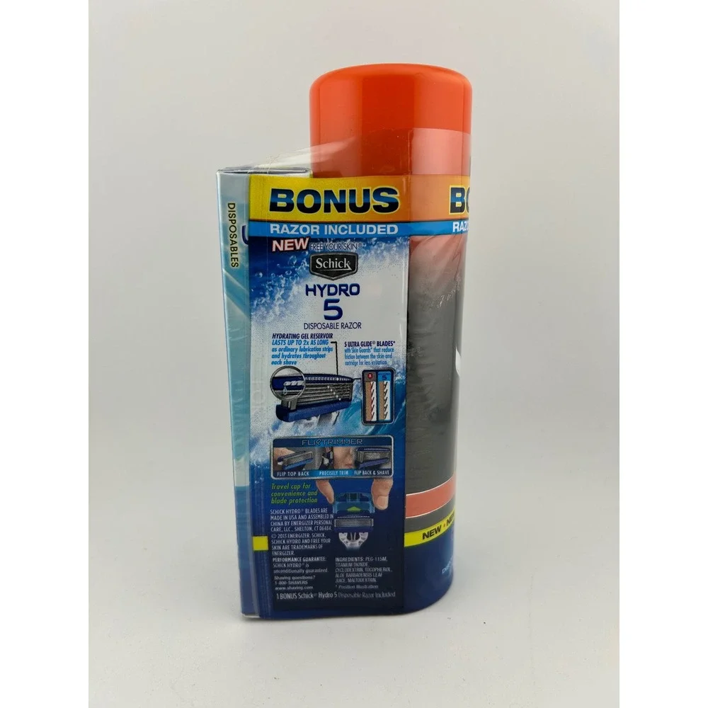 Schick Hydro 5 Disposables‎ Razor + Edge Sensitive Skin Shave Gel BONUS
